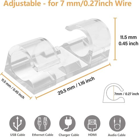 60 قطعة من مشابك الكابلات الشفافة مع لاصق 3M، حاملات الأسلاك تحت المكتب، إدارة الأسلاك للجدار، السيارة، الإيثرنت، الكمبيوتر الشخصي، ضوء عيد الميلاد في الداخل/الخارج in Kuwait