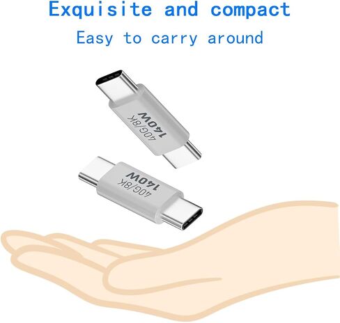 محول USB C أنثى إلى أنثى، موسع وصلة USB من النوع C يدعم 140 وات، 40 جيجابت في الثانية، 8K@60 هرتز لأجهزة الكمبيوتر المحمول والهواتف والمزيد من الأجهزة من النوع C (أبيض)، عبوتان in Kuwait