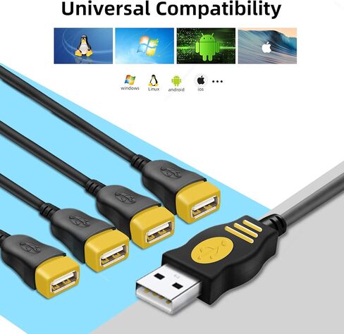 USB 1 to 4 Splitter, USB 2.0 Y Splitter Charger Cable USB 1 Male to 4 Female Power Cord Extension Hub Cable for PC/PS4/MacBook/Laptop/TV/LED Etc,Navy in Saudi Arabia