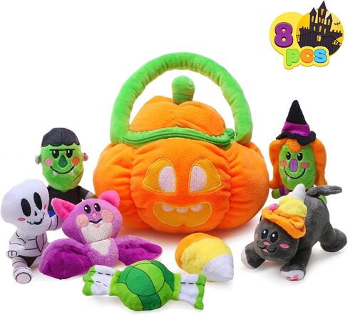 مجموعة ألعاب JOYIN Baby's Pumpkin Halloween Toys مع 8 قطع لعب ممتعة، حشو/حشو أكياس الهدايا الفخمة، ديكور حفلات الهالوين، جوائز وهدايا للرضع الأولاد والبنات in Kuwait