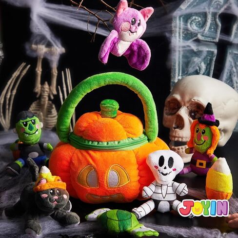 مجموعة ألعاب JOYIN Baby's Pumpkin Halloween Toys مع 8 قطع لعب ممتعة، حشو/حشو أكياس الهدايا الفخمة، ديكور حفلات الهالوين، جوائز وهدايا للرضع الأولاد والبنات in Kuwait
