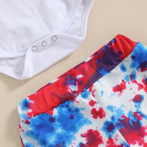 Hnyenmcko 4th of July Baby Girl Outfits Newborn Short Sleeve Romper Bell Bottoms Pants Fourth of July Clothes in Saudi Arabia