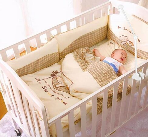 360° Rotating Baby Crib Mobile Arm,27.2 Inches Wooden Baby Mobile Hanger for Crib,Adjustable Mobile Arm for Crib Cot Bed Bassinet Wind Chimes Bed Bell Nursery Cloud Design (White) in Kuwait