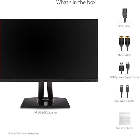 شاشة فيوسونيك VP2756-4K مقاس 27 بوصة 4K UHD IPS مريحة مع حواف رفيعة للغاية ودقة الألوان والتحقق من صحة Pantone و60 وات USB C in Kuwait