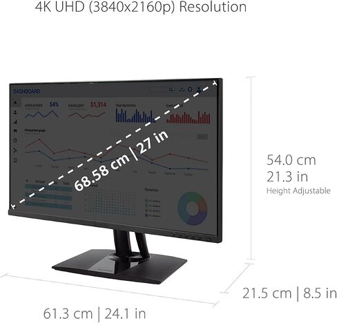 ViewSonic VP2756-4K 27 Inch 4K UHD IPS Ergonomic Monitor with Ultra-Thin Bezels, Color Accuracy, Pantone Validated, 60W USB C in Saudi Arabia