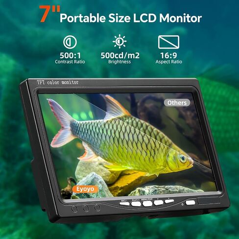 Underwater Fishing Camera, Ice Fishing Camera, Portable Fish Finder Camera HD 1000 TVL 12PCS White LED Waterproof Camera with 7 Inch LCD Monitor, Carrying Case for Lake Boat Ice Fishing in Saudi Arabia