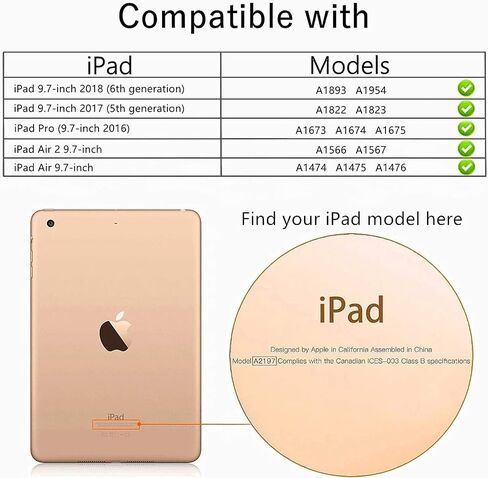 حافظة أطفال لجهاز iPad الجيل الخامس/السادس 9.7 بوصة إصدار 2017/2018، حافظة Lainergie iPad Air 2 مع واقي شاشة، حافظة حماية لجهاز iPad Pro 9.7 خفيفة الوزن مقاومة للصدمات مع حامل مقبض، أزرق in Kuwait