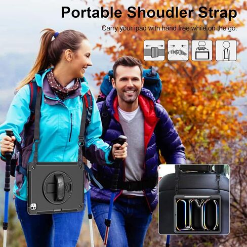 Case for iPad Pro 13 Inch 2024, Full Body Protective Rugged iPad Pro 13 M4 Cover 7th Generation with Pencil Holder, Screen Protector, Rotating Stand, Strap, Black in Saudi Arabia