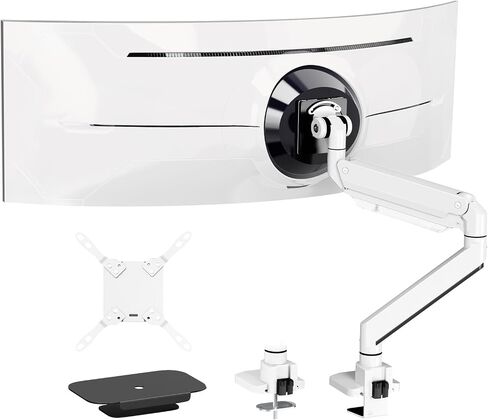 17-57 inch Ultrawide Monitor Arm - PUTORSEN, up to 59.4 lbs, Heavy Duty Monitor Arm for Flat/Curved Monitor and TV with VESA 75 * 75-200 * 200, with Steel Reinforcement Plate, White in Saudi Arabia
