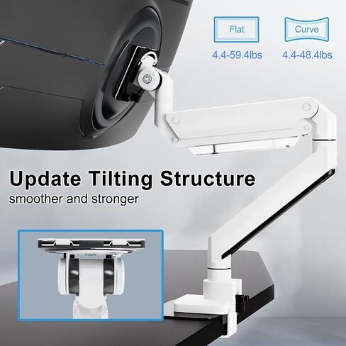 17-57 inch Ultrawide Monitor Arm - PUTORSEN, up to 59.4 lbs, Heavy Duty Monitor Arm for Flat/Curved Monitor and TV with VESA 75 * 75-200 * 200, with Steel Reinforcement Plate, White in Saudi Arabia