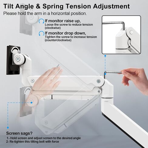 17-57 inch Ultrawide Monitor Arm - PUTORSEN, up to 59.4 lbs, Heavy Duty Monitor Arm for Flat/Curved Monitor and TV with VESA 75 * 75-200 * 200, with Steel Reinforcement Plate, White in Saudi Arabia