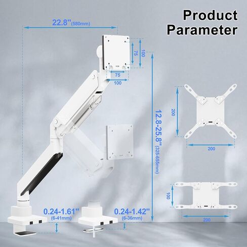 17-57 inch Ultrawide Monitor Arm - PUTORSEN, up to 59.4 lbs, Heavy Duty Monitor Arm for Flat/Curved Monitor and TV with VESA 75 * 75-200 * 200, with Steel Reinforcement Plate, White in Saudi Arabia