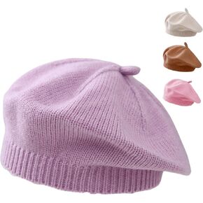 Baby Beret Hat Toddler Girls Fall Winter Warm Beanie Cap Little Girl French Artist Knit Hat for 0-12 Months