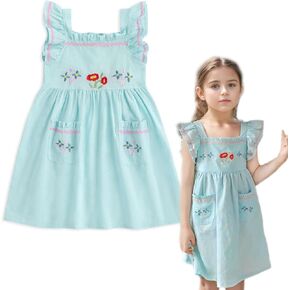 Simplee kids Baby Girl Dress Toddler Casual Dresses Summer Solid Color Floral Girl Clothes