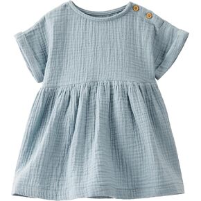 little planet by carter's baby-girls Baby & Toddler Girls' Organic Cotton Dress, Blue, Newborn