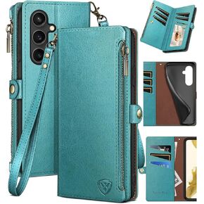 XcaseBar for Samsung Galaxy S23 FE Wallet case with Zipper Credit Card Holder【RFID Blocking】, Flip Folio Book PU Leather Phone case Shockproof Cover Women Men for Samsung S23FE case Black