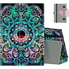 COOWPS Case for Amazon Kindle Fire HD 8 Tablet 8"(12th/10th Generation, 2022/2020 Release) & HD 8 Plus Tablet - Slim Folding Stand Cover with Auto Wake/Sleep and Hand Strap, Mandala Flower