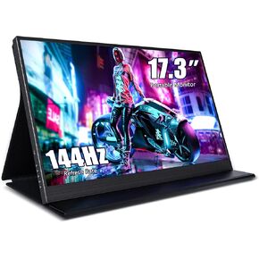 ZSCMALLS Portable Monitor 17.3 Inch 144Hz 1080P FHD Gaming Monitor USB-C HDMI Computer Display HDR IPS Laptop Screen Extender with Smart Cover/Speakers for Laptop PC Mac Phone PS3 4/5 Xbox