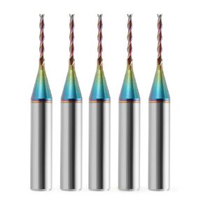 1/4'' Shank Spiral Router Bit, 2 Flutes Up Cut CNC Router Bits Carbide End Mills 1/16'' Cutting Dia 1/2'' Cutting Length with Coating Spiral CNC Bits Milling Cutters for Woodwork Mortise Slot(5 PCS)
