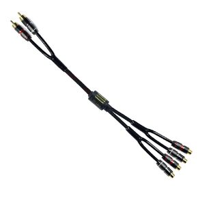 1ft Shielded RCA Plug Splitter Stereo Audio Video Cable 2 Male to 4 Female Dual Speaker Y Adapter Connector Extension Cord 24k Gold Plated 1 Input 2 Output