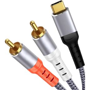 【MFi Certified】Compatible with USB C to RCA Cable Audio Aux Adapter, 6.6FT Type-C to RCA Y Splitter Stereo Cord for i Pad Pro/i Phone 15 Pro Max, Mac Book Pro, Galaxy S21, Speaker, Amplifiers, Mixer