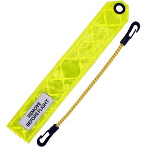 Remove Before Flight Streamer with High Visibility Design. Features Hi-Viz, 12" Long Streamer with 10" Bungie Chord with Clips. Also Makes Great Keychain Lanyard for Aviation Fans.