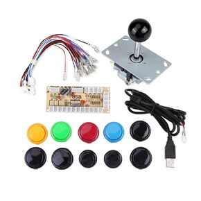 PC Joystick DIY Kit, Zero Delay Game DIY Kits Parts 10 Buttons 1 Joystick USB Encoder Board Game Accessories Replacement for MAME PC PC Game DIY Project