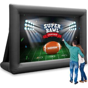 KHOMO GEAR 16 ft Outdoor Projector Screen with Built-in Blower - Supports Front and Rear Projection - Includes Tie-Downs and Storage Bag - Inflatable Projector Screen