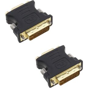 SING F LTD 2pcs DVI to VGA Adapter DVI-I Male 24+5 Pin to VGA Female Gold Plated Converter for PC HDTV Monitor Television Projector Black
