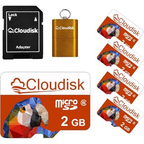 Pack of 5 Parrot-Prime Micro SD Card 1GB Flash Memory Card C4 with SD Adapter, Card Reader (1GB)