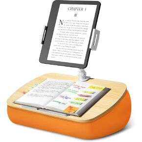 Lap Beanbag Cozy Kindle Pillow Stand for Bed with Adjustable Arm, 360° Tablet Holder, Fits 4.7"-13" Kindle, iPad, Phone, Laptop, Lap Desk for Hands Free Reading in Bed, Couch, Sofa