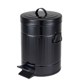Bathroom Trash Can with Lid, Small Waste Basket for Home Bedroom, Retro Step Garbage Can with Soft Close, Vintage Office Trash Can, 5 Liter/ 1.3 Gallon