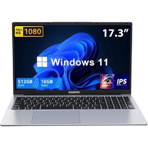 كمبيوتر محمول ACEMAGIC بشاشة FHD مقاس 17.3 بوصة، كمبيوتر محمول ممتاز مع معالج N97 (يصل إلى 3.6 جيجا هرتز) وذاكرة وصول عشوائي 16 جيجا بايت وذاكرة قراءة فقط 512 جيجا بايت، كمبيوتر محمول للأعمال، بطارية 6000 مللي أمبير في الساعة، خفيف ورقيق، هيكل معدني، كامي in Kuwait