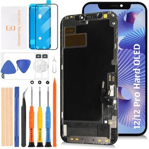 Hard OLED 12/12 Pro LCD Screen Replacement for iPhone 12/12 Pro 6.1 inch [Hard OLED,NOT LCD] LCD Display Touch Digitizer Screen Assembly A2403 A2172 A2402 A2404 with Repair Tools