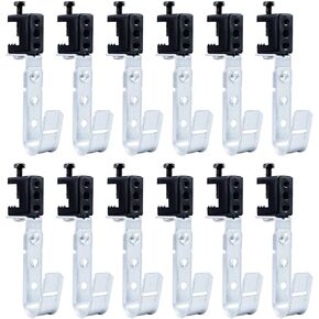 Heavy Duty 2" Cable Support J Hooks with Beam Clamp for Wire Management, Metal Wire Support J-Hook Hanger for Wall Mounting&Attaching to Vertical Surfaces(Ceilings, Beams)，12 Packs
