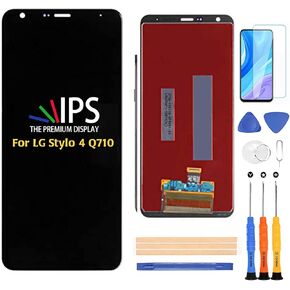 A-MIND for LG Stylo 4 Q710 LCD Display Screen Replacement,for LG Stylo 4 / Q Stylus Q710 Q710MS Q710AL Q710US Display Panel Repair Parts Kit,with Tempered Glass+Tools (Black with Frame)