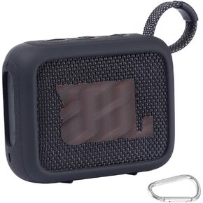 Protective Cover Carrying Silicone Case Compatible with JBL Go 4 Portable Bluetooth Speaker (Black)