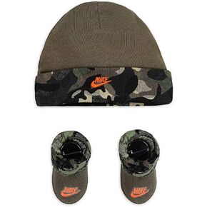 Nike Jordan Infant Baby Hat and Booties Set (Camo(NN0436-E6F)/Green, 0-6 Months)