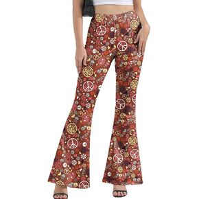 American Flag Flare Pants Women 4th of July Bell-Bottoms USA Wide Leg Pant Red Blue White Independence Day