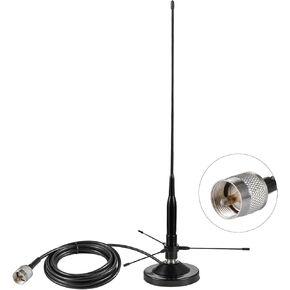 UHF VHF Dual Band 136-174MHz 400-470MHz Magnetic Base Mount Antenna with Ground Plane Kit, Vehicle Mobile Ham Radio Antenna with PL-259 Male Connector for Car Amateur Radio Marine VHF Radio