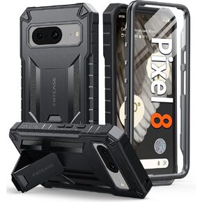 حافظة FNTCASE لهاتف Google Pixel 8: غطاء هاتف واقٍ متين مقاوم للصدمات من الدرجة العسكرية مع مسند، وحافظة بمشبك حزام وإطار أمامي إضافي، وحافظات هواتف خلوية صلبة شديدة التحمل Pixel 8 5G (أزرق)