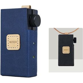MITER CASE for Astell&Kern AK HB1, Handmade Italy Artificial PU Leather Cover with Necklace Cord for AK-HB1 (Black)