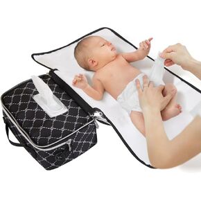 SUNVENO Portabl Diaper Bag with Changing Pad Individual Diaper and Wipes Pocket Travel Bag for Baby