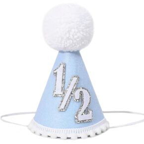 قبعة عيد ميلاد MADENG 1/2 - زي نصف عيد ميلاد للفتيات/الصبي، قبعة عيد ميلاد للرضع بعمر 6 أشهر (قبعة زرقاء 1/2) in Kuwait