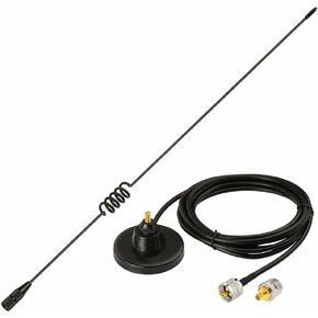 Ham Radio Vehicle Car Mobile Radio Antenna Dual Band VHF UHF 136-174MHz 400-520MHz Magnetic Base PL259 Male Antenna for BTECH ICOM Kenwood Midland Yaesu TYT AnyTone Amateur Radio Two Way Radio