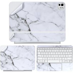 ملصق IMMOENUC 3 في 1 للأجهزة اللوحية ملصقات ملونة لجهاز iPad Pro M4 لوحة المفاتيح السحرية مقاس 13 بوصة حافظة واقية لكامل الجسم مصنوعة من الفينيل ومواد متينة غطاء ملتف ذاتي اللصق، مقطوع مسبقًا (أبيض رخامي) in Kuwait