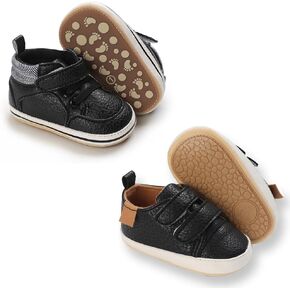 2Pairs Baby Shoes Boys Girls Non-Slip Rubber Sole Sneakers Infant Toddler Crib First Walker Shoes