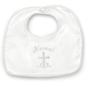 Bearington Baby Blessings Christening and Baptism Bib, 10" x 10"