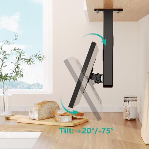 WALI Under Cabinet Mount for Echo Show 15, 360 Degree Rotation Mounting Bracket, Tilt Swivel for Alexa Echo Show 15, Holds up to 5.5lbs (ECS003), Black in Saudi Arabia