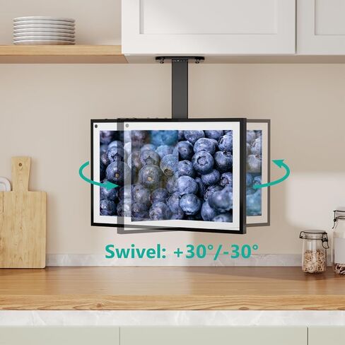WALI Under Cabinet Mount for Echo Show 15, 360 Degree Rotation Mounting Bracket, Tilt Swivel for Alexa Echo Show 15, Holds up to 5.5lbs (ECS003), Black in Saudi Arabia